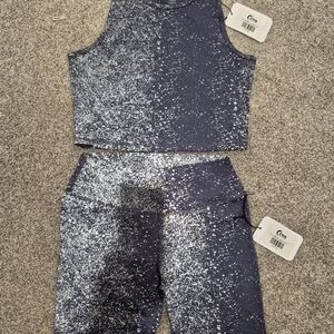 ZYIA Gray Reflective Tank And Hustle Shorts Set